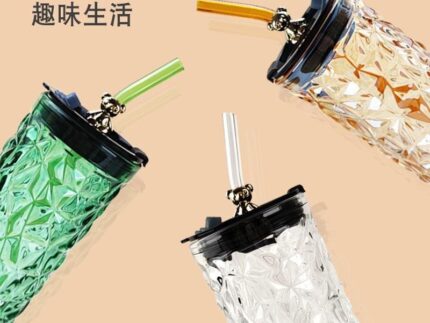Glass Cup with Straw
