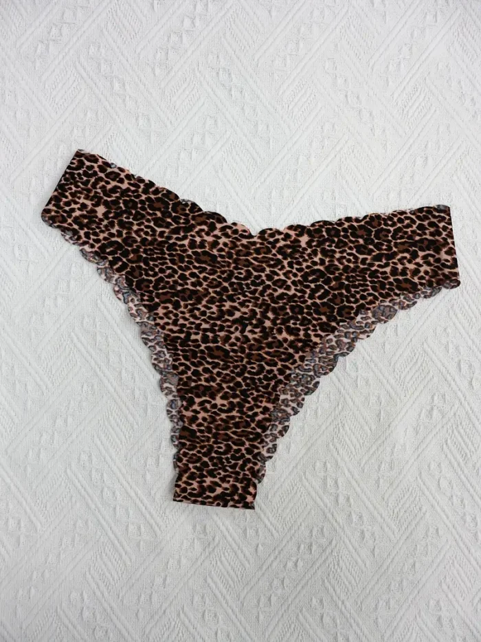 10-Pack Leopard Print Plus Size Women's Seamless Nude Panties - Image 5