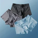 3pcs Men'S Ice Sliky Fiber Fabric Boxer Briefs