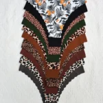 10-Pack Leopard Print Plus Size Women's Seamless Nude Panties