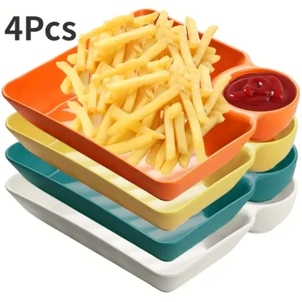 4pcs Durable Plastic Serving Platter Set
