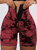 Women's High-Waisted 3/4 Length Tight Shorts with Double Front Buttons - Image 5