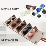 Women's Multi-Compartment Eyewear Storage Case with Golden-Tone Hardware - Image 2