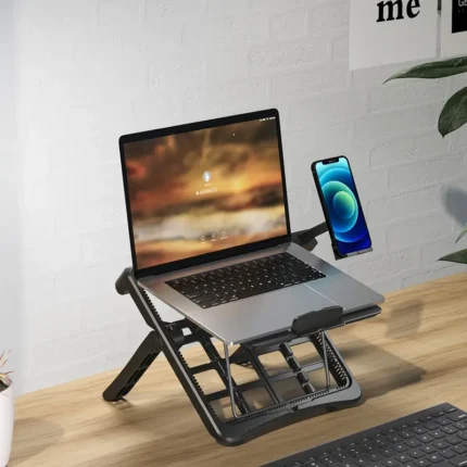 Adjustable Laptop Stand for 17.3-Inch Notebooks, Portable Desktop Riser with Dedicated Phone
