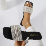 Women's Rhinestone-Encrusted Slip-On Mule Sandals - Image 3