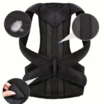 1pc Black Ergonomic Back Support Brace with Adjustable Straps - Image 4