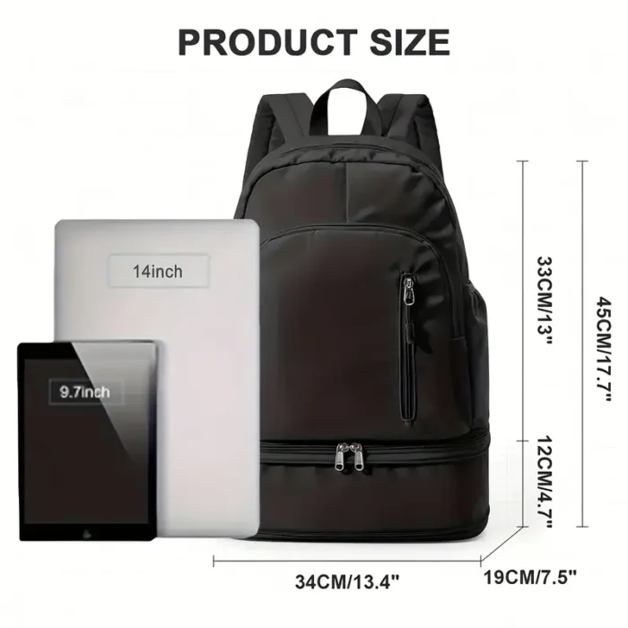 Stylish Black Backpack with Shoe Compartment - Image 4