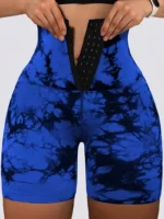 Women's High-Waisted 3/4 Length Tight Shorts with Double Front Buttons - Image 4