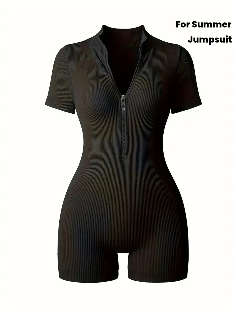 630bf51b0630c99acfc100802253373f Women's Ribbed Solid Color Bodycon Jumpsuit - Image 4