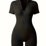 Women's Ribbed Solid Color Bodycon Jumpsuit