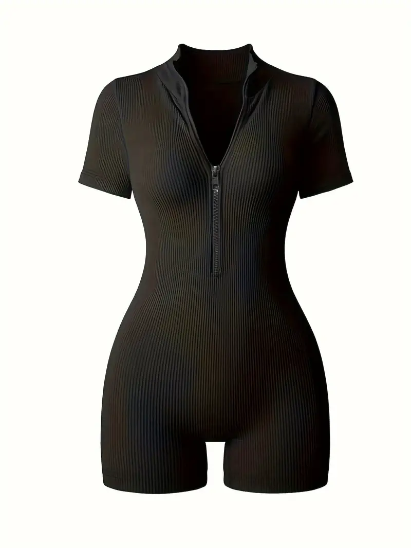 63838420-5e1c-475e-87bc-ce60a06b0515 Women's Ribbed Solid Color Bodycon Jumpsuit - Image 1