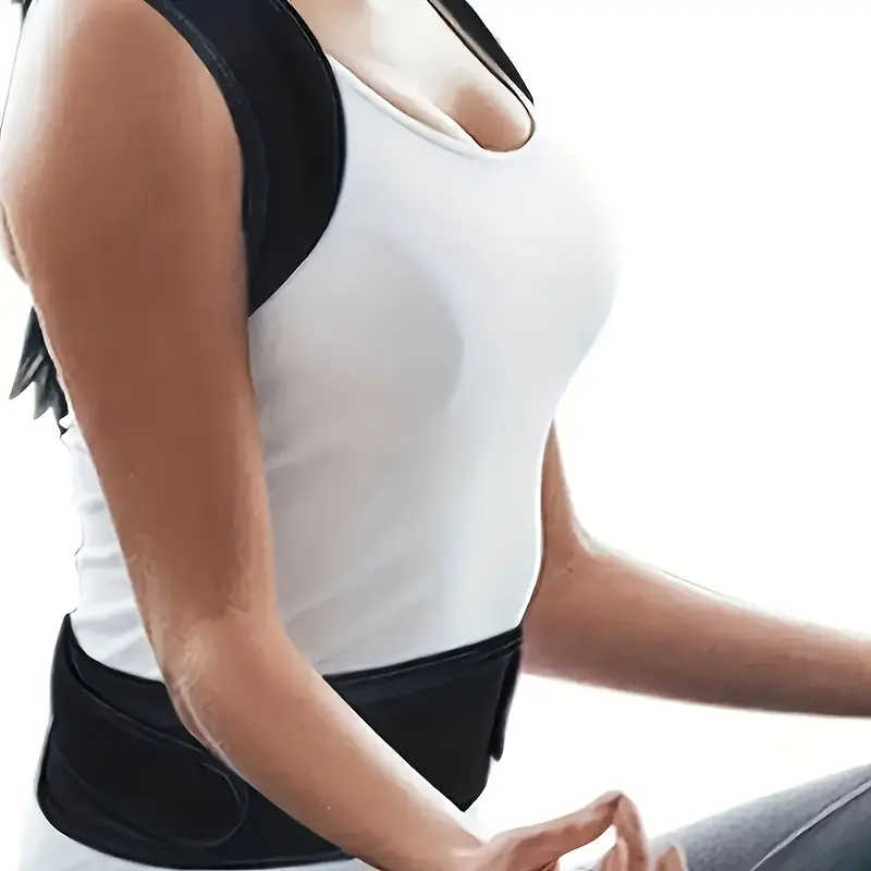 830299a7-e5f8-4d35-9488-95d033894b39 1pc Black Ergonomic Back Support Brace with Adjustable Straps - Image 5