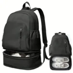 Stylish Black Backpack with Shoe Compartment