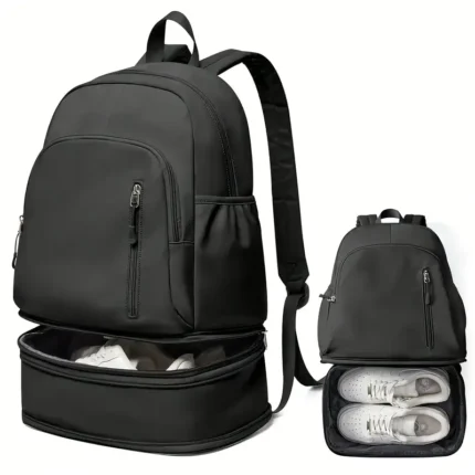 Stylish Black Backpack with Shoe Compartment