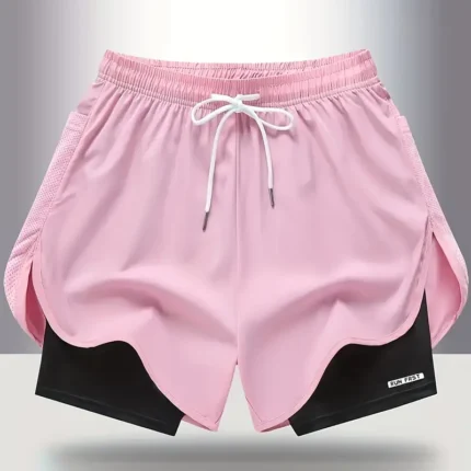 Women'S Summer Casual Shorts, Double Layered Faux Two-Pocket Design