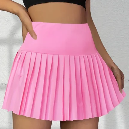 Women'S High-Waisted Pink Skirt with Pockets