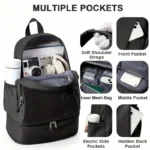Stylish Black Backpack with Shoe Compartment - Image 2