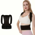 1pc Black Ergonomic Back Support Brace with Adjustable Straps - Image 3