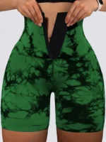 Women's High-Waisted 3/4 Length Tight Shorts with Double Front Buttons - Image 3