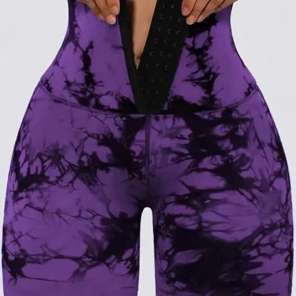 Women's High-Waisted 3/4 Length Tight Shorts with Double Front Buttons