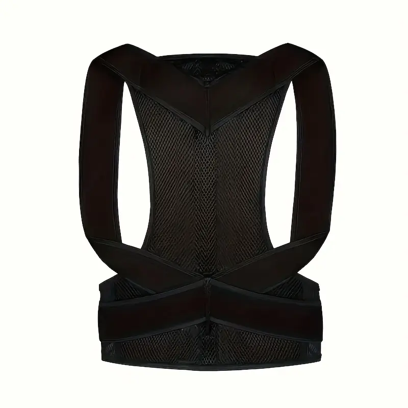 c921d7f8-1158-47cd-b1e8-1f3e54f867d9 1pc Black Ergonomic Back Support Brace with Adjustable Straps - Image 6