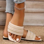 Women's Rhinestone-Encrusted Slip-On Mule Sandals