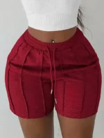 4-Pack Women's Casual Elastic Waist Drawstring Shorts with Side Pockets - Image 3